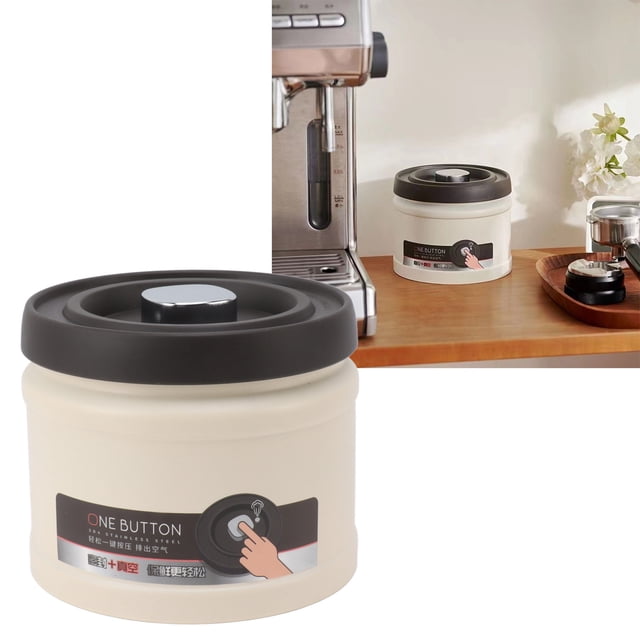 Vacuum Sealed Coffee Container 304 Stainless Steel Press Type Airtight Food Storage Container for Coffee Beans Tea Nuts Press Type