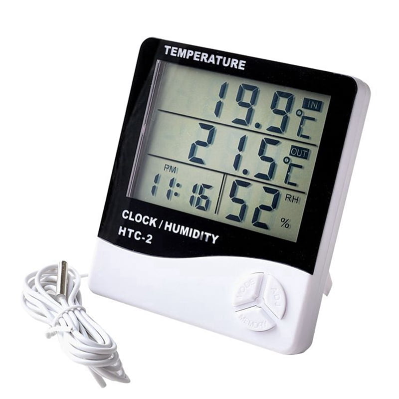 Large Screen Thermometer and Hygrometer Household Indoor and Outdoor Alarm Clock Temperature Meter Digital Display