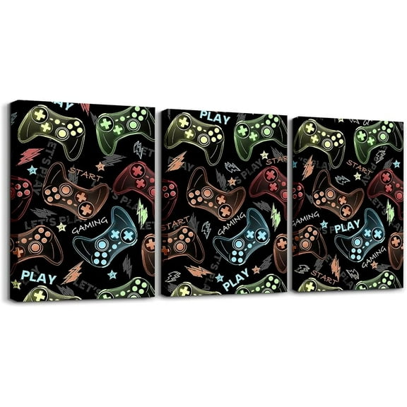 Hieng Gamer Canvas Wall Art for Living Room Red and Black Picture Wall Decor Gaming Ombre Office Wall Decorations Artwork Posters Geometry Square Wall Painting(Only canvas)