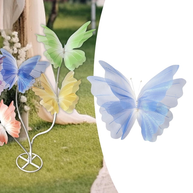 Mariposa Artificial Gigante Flor de Gasa Decoración para Pared Y Centro de Mesa con Diseño Elegante Y Llamativo Adecuado para Fiestas Y Jardín Azul