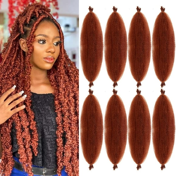 shiyou-Springy Afro Twist Hair Pre Fluffed Marley Twist Braiding Hair Spring Twist Hair Wrapping Hair (350#, 24 inch(Pack of 8))