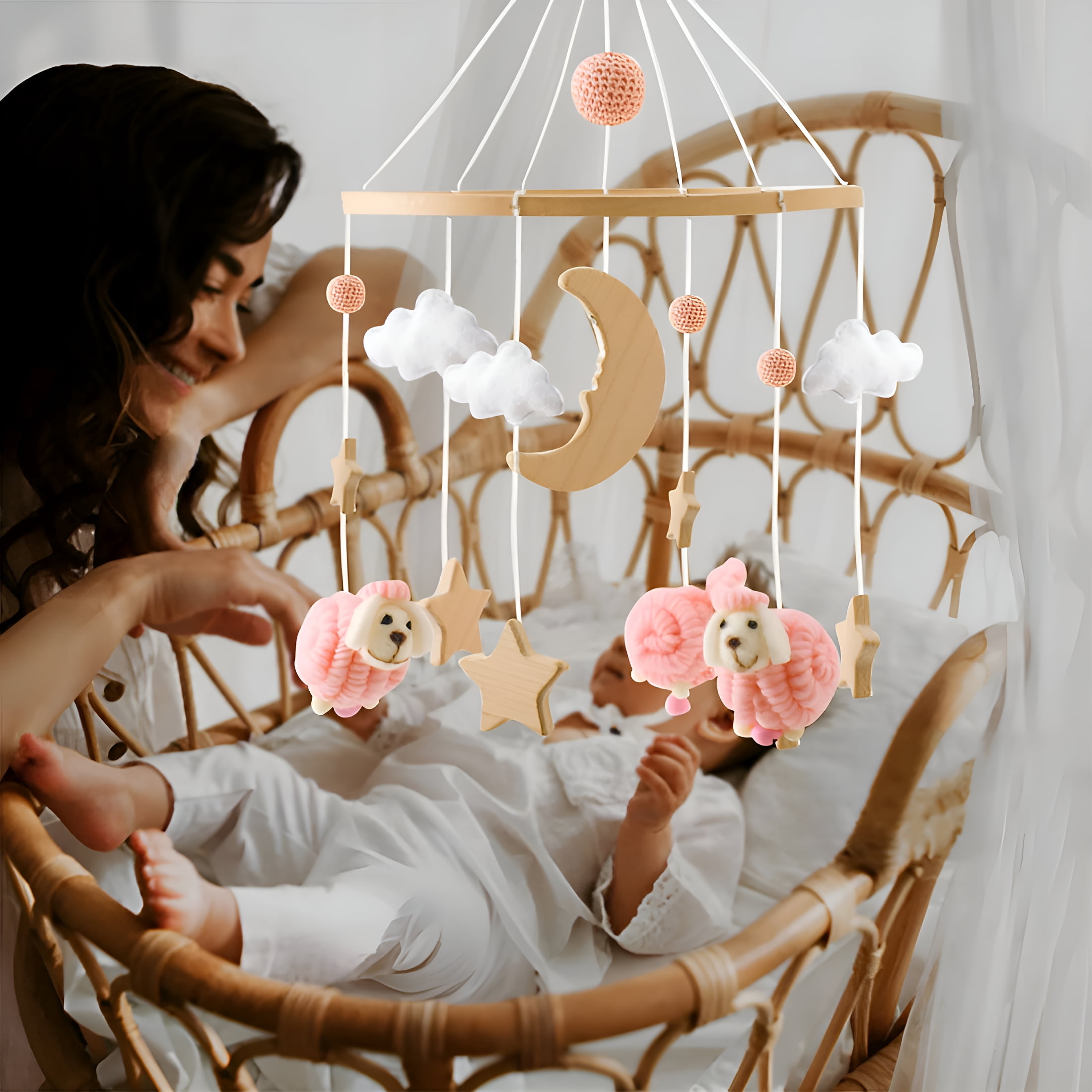BESTSKY 2026 New Baby Mobile for Crib,Baby Crib Mobile for Boys Girls,Baby Mobile for Bassinet,Nursery Decor for Infant Bedroom Hanging,Baby Mobile Soothe Toys