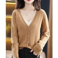 thumbnail image 6 of Domzest Womens Lightweight Cardigan V Neck Button Down Long Sleeve Knit Sweater Fall Casual Soft Basic Knit Cardigan Sweater Camel M, 6 of 8