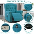 thumbnail image 4 of MEETWARM Power Swivel Rocking Glider Recliner Chair with Heat and Vibration, Electric Rocker Nursery Reclining Chair, Wingback Tufted Upholstered Recliner for Living Room, Type-C & USB Ports (Teal), 4 of 8