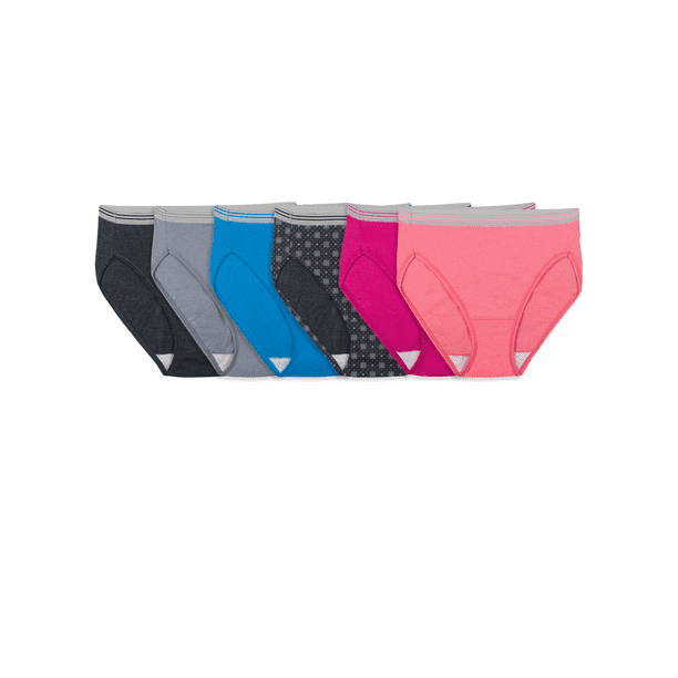 Fruit Of The Loom Womens 6 Pack Fit For Me Heather Hi-Cut Panties, 9,  Assorted 