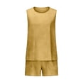 thumbnail image 3 of Tdoqot Womens Cotton Linen Outfit Sets- Loose Fit Casual Summer Lightweight Tank Tops and Shorts Yellow Size M, 3 of 6