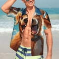 thumbnail image 7 of Bingfone Men's Short Sleeve Button Down Shirts Hawaiian Blue Sky Cute Dog Printed Beach Shirt, 7 of 7