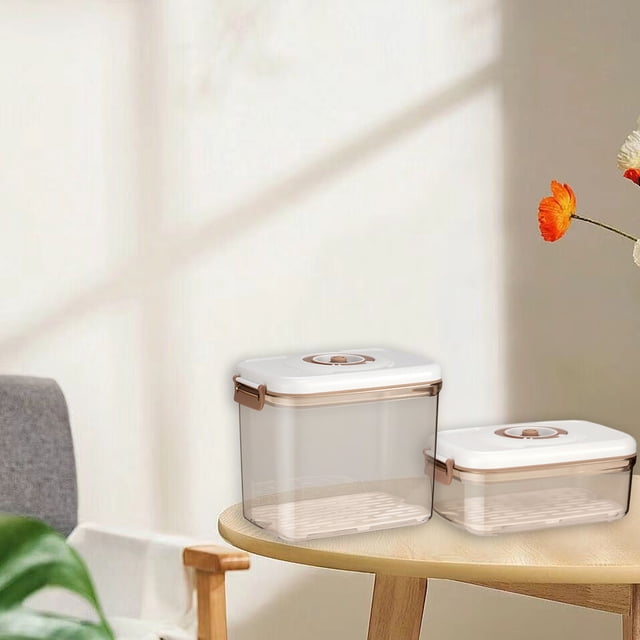 Xihbxyly Caja de Conservación Al Vacío, Recipiente Hermético de Grado Alimenticio, Mantiene La Frescura de Los Alimentos, Diseño Transparente con Bandeja de Drenaje, Almacenamiento En Refrigerador, 7
