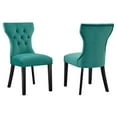 thumbnail image 2 of Modway Silhouette Performance Velvet Dining Chairs - Set of 2 in Teal, 2 of 9