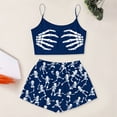thumbnail image 3 of LRen Womens Halloween Pajamas Plus Size 2 Piece Cami Top+Shorts Set Skeleton Print Sleeveless Sleepwear Loungewear Halloween Gifts, 3 of 6