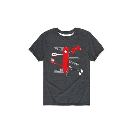 Scout Youth External Frame Pack - boy scouts of america pocket knife illustration - youth short sleeve tee