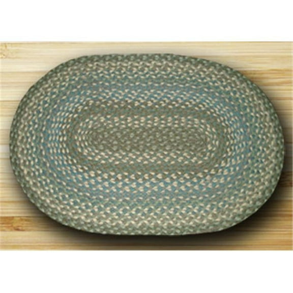 Oval Shaped Rug, Sage, Ivory and Settlers Blue