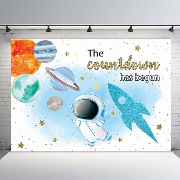 Blue Space Theme Baby Shower Cool Backdrop Pink Astronaut Girl The Countdown Has Begun Backdrop Outer Space Baby Shower Decorations Supplies Banner Photography Background Photo Booth Props