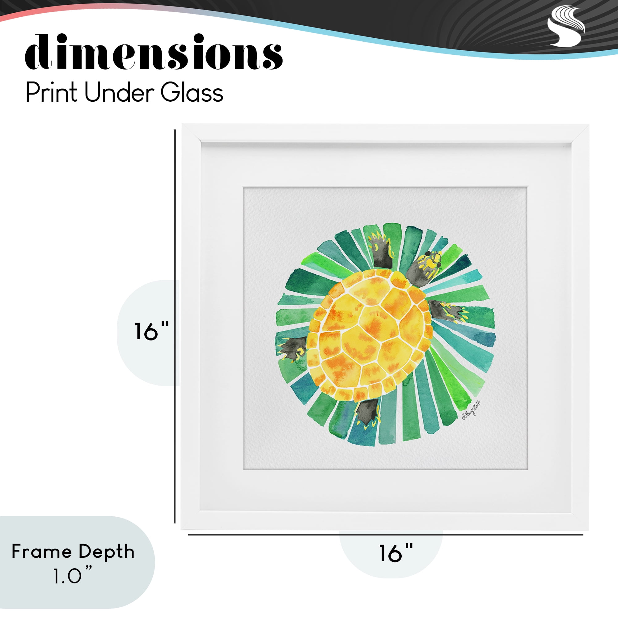 Stupell Industries Lotus Garden Turtle White Framed Print Under Glass, design by Hillary Holt