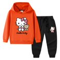thumbnail image 3 of Hello Kitty, nueva ropa para niños, jersey para niñas, suéter con capucha, pantalones de dos piezas, traje deportivo de manga larga de algodón para bebés, 3 of 5