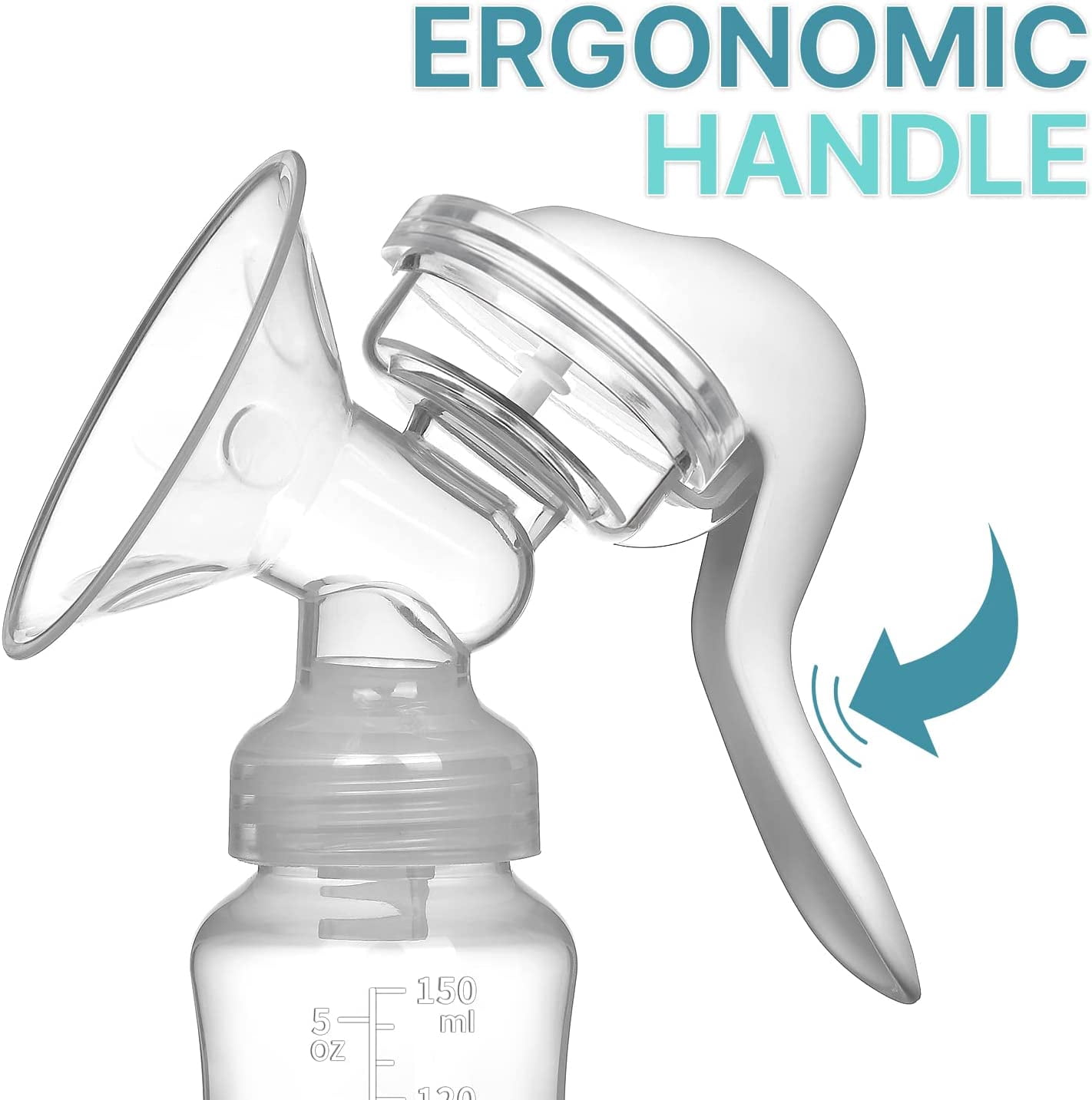 Yadala Manual Breast Pump, Portable Manual Postpartum Breastfeeding for Baby Feeding, White