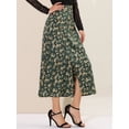thumbnail image 2 of Unique Bargains Women's Floral Print Button Decor A-Line High Waist Slit Maxi Skirt, 2 of 6