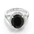 thumbnail image 3 of Gem Stone King 925 Sterling Silver Black Onyx Ring for Women (4.82 Cttw, Oval 12X10MM, Gemstone Birthstone, Available in Size 5, 6, 7, 8, 9), 3 of 5