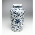 thumbnail image 1 of AA Importing 59700 Leaf & Scrollwork Design Vase, Blue & White, 1 of 1