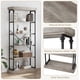 thumbnail image 4 of 74-pulgada industrial 6 niveles book rack con metal frame y de madera estantes: ideal para almacenamiento organizer para home, oficina, sala de estar, o kitchen (gray), 4 of 7