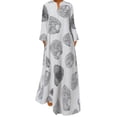 thumbnail image 1 of ZANZEA Robe Longue Élégante et Décontractée pour Femmes à Imprimé à Étages, Col en V, 1 of 2