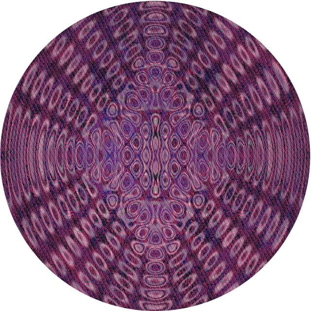 Ahgly Company Machine Washable Indoor Round Transitional Pink Plum Purple Area Rugs, 3' Round