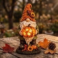 thumbnail image 7 of Gnome Statue With Lighted Pumpkin, Resin Fall Harvest Figurine Lamp For Halloween Garden Patio Home Decoration, 7 of 7