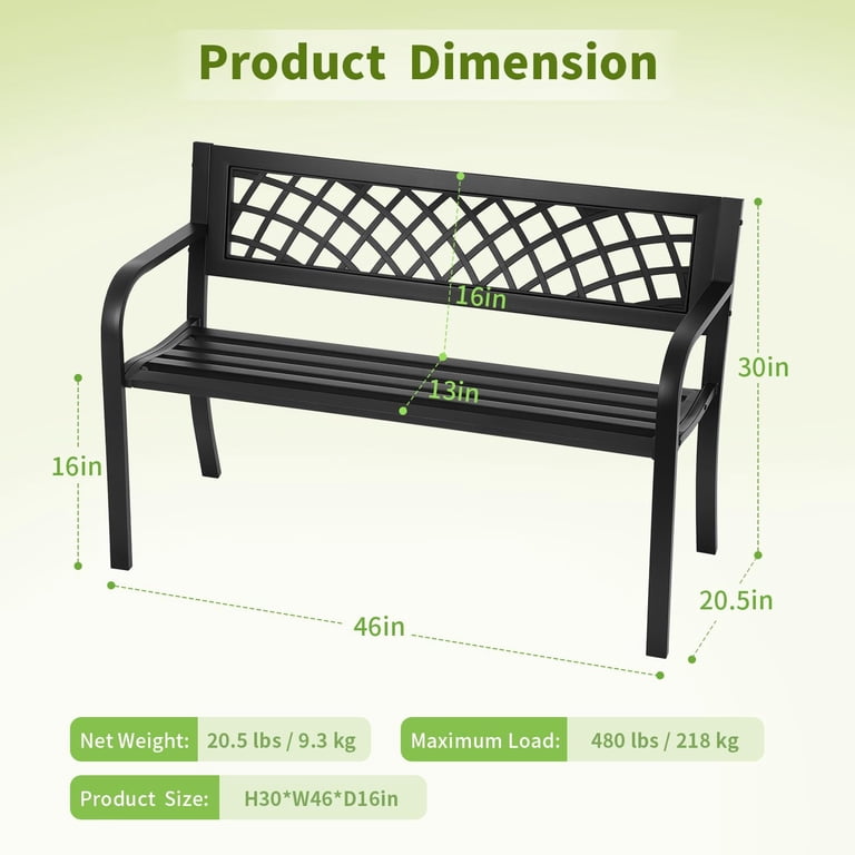Dkeli Garden Bench with Armrests, Cast Iron, Black photo 8