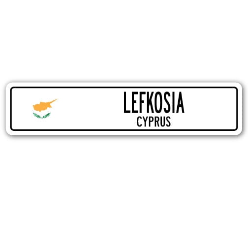 LEFKOSIA CYPRUS Street Sign Cypriot flag city country road wall gift