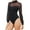 Black, variant on Buenos Ninos Womens Bodysuit Mock Neck Sheer Mesh Long Sleeve Tops Leisure Ribbed Sexy Bodysuits