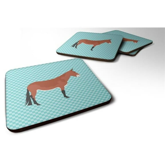 Mule Blue Check Foam Coaster, Set of 4