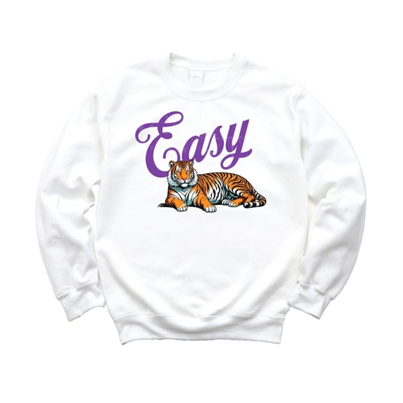 Easy Tiger Sweatshirt for Women, Teens & Kids Orange Tiger Everyday Sweater White Sweatshirt Youth Small