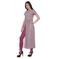 thumbnail image 2 of Moomaya Short Sleeve Kurta Summer Tunic Printed Front Slit Kurtis For Women, 2 of 5