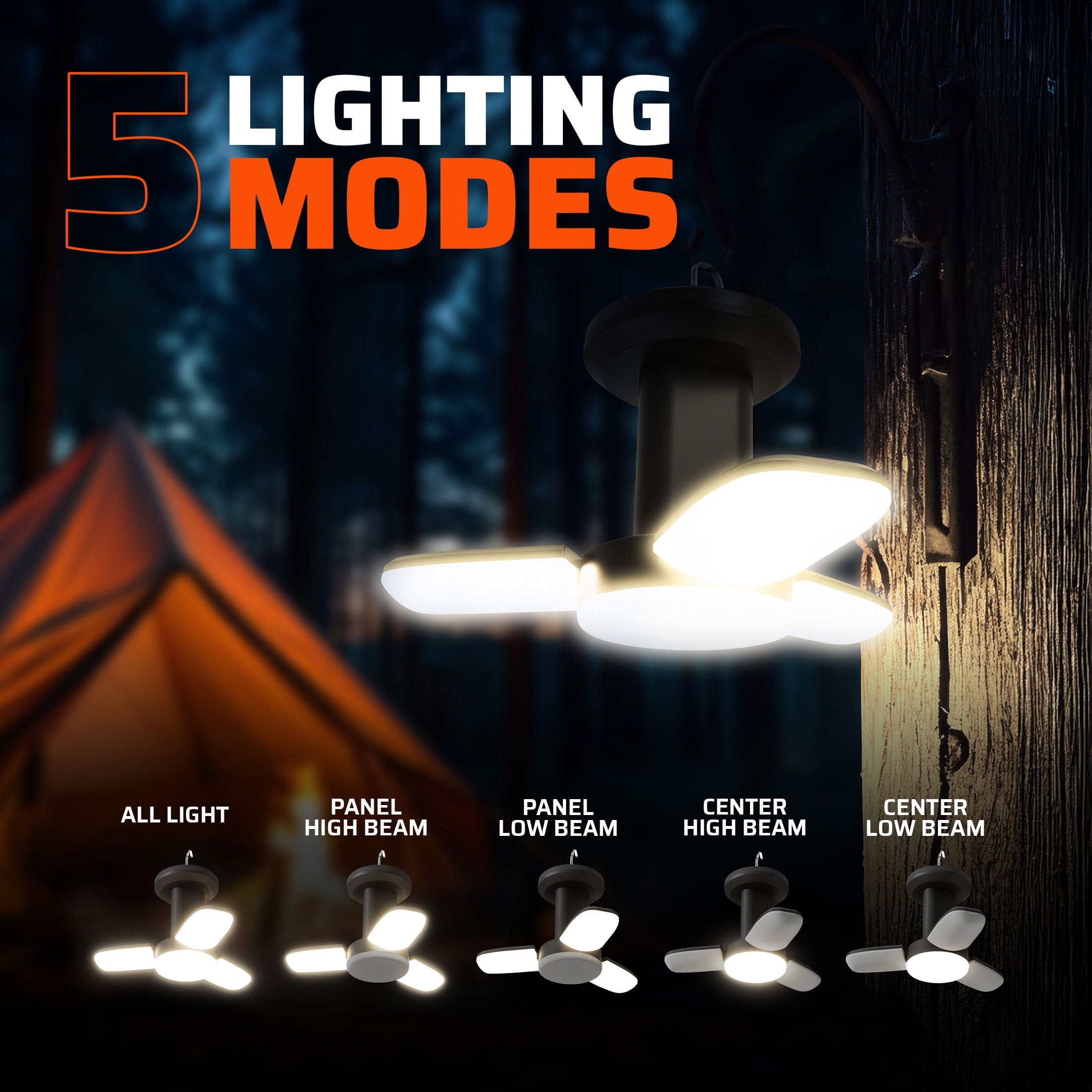 Roamcraft™ Solar-Powered 300 Lumen LED Camping Lantern with Power Bank