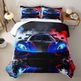 thumbnail image 2 of Castle Fairy Sports Car Twin Quilt Set for Boys,Smoke Splash Art Twin Coverlet Set for Bedroom,Blue Red, 2 of 7