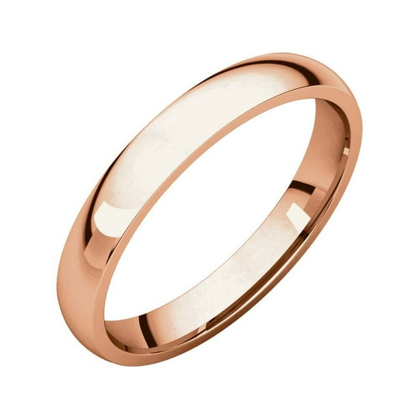 Jewelry 14k Rose Gold 3mm Polished Light Comfort Fit Band Ring