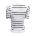 thumbnail image 4 of Womens Shirts Summer Striped Pullover Round Neck Bubble Sleeve T Shirt Top Womens Tops, 4 of 4