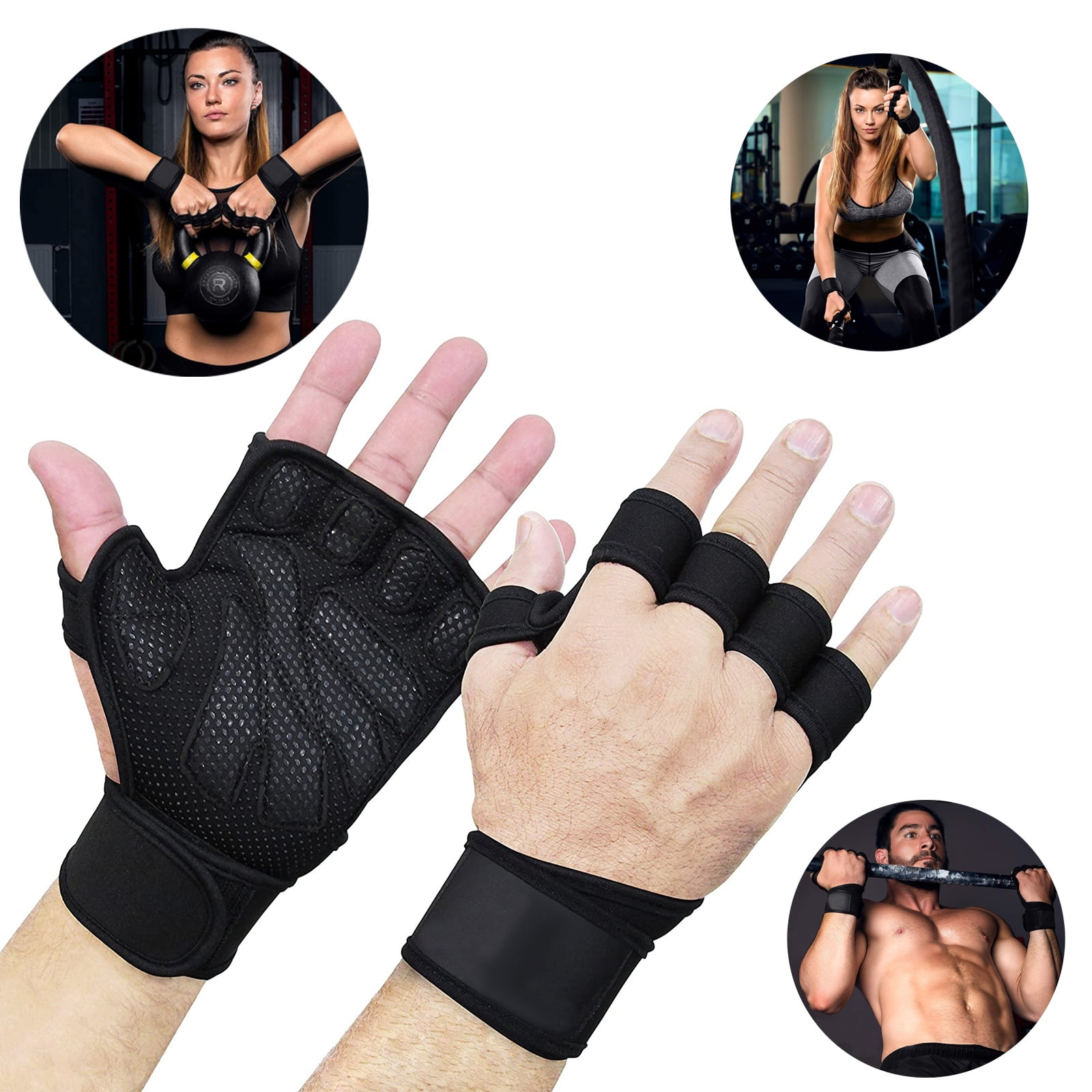 Full Palm Protection for Fitness Exercise Weightlifting Pull ups,Washable fitness gloves,Four Seasons General Gloves Hanging Fenver Sport Workout Gloves Mens and Women Weight Lifting Gloves with Wrist Support for Gym Training 