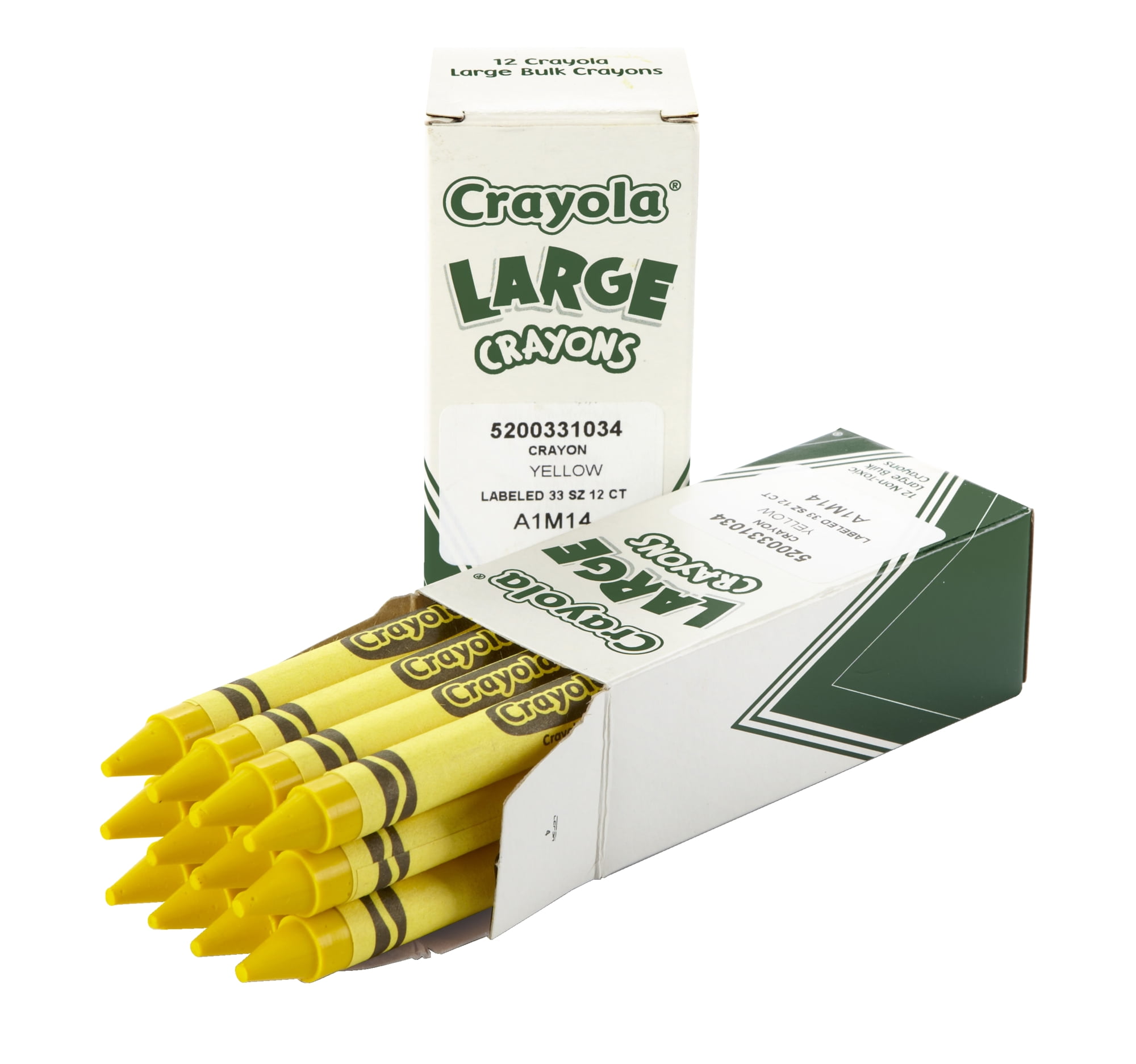 Crayola Large Non-Toxic Single-Color Crayon Refill, 7/16 X 4 in, Yellow, Pack of 12