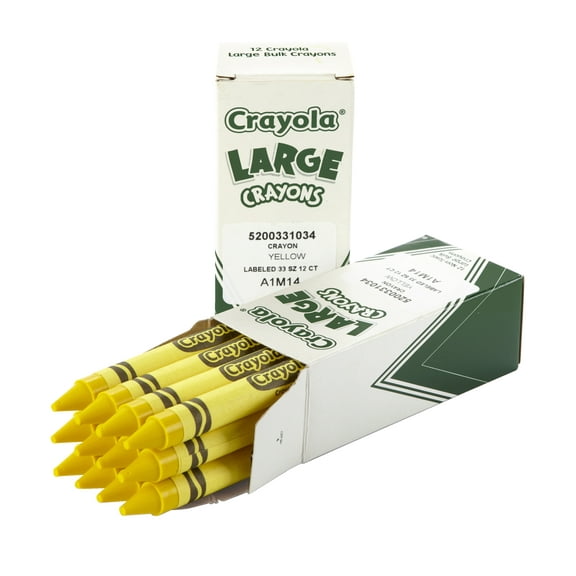 Crayola Large Non-Toxic Single-Color Crayon Refill, 7/16 X 4 in, Yellow, Pack of 12