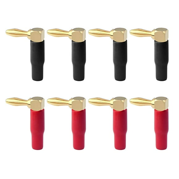 Corner Banana Plug for Audio Cable Connection, Lantern-Style Expansion Screw Type Connector with 90° Right Angle Design, Compatible with AV Receivers, Amplifiers, Home Theater
