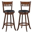 thumbnail image 1 of Gymax 2PCS 30.5'' Bar Height Chairs Swivel Bar Stools w/ Rubber Wood Frame, 1 of 1