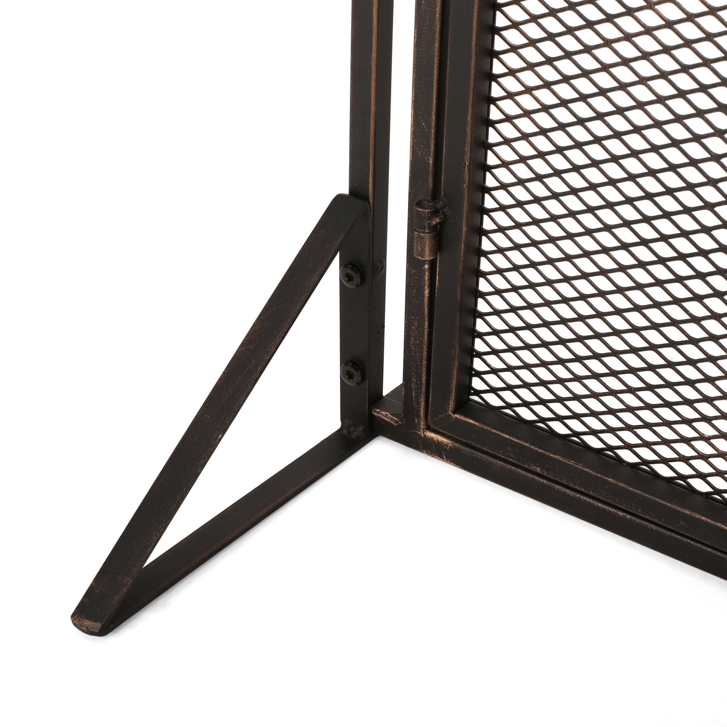 Noble House Cartwright Metal 2 Door Fireplace Screen, Black Brushed Gold