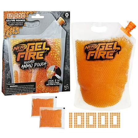 Nerf Pro Gelfire Reusable Ammo Pouch & 10,000 Dehydrated Gelfire Rounds, Ages 14 & Up