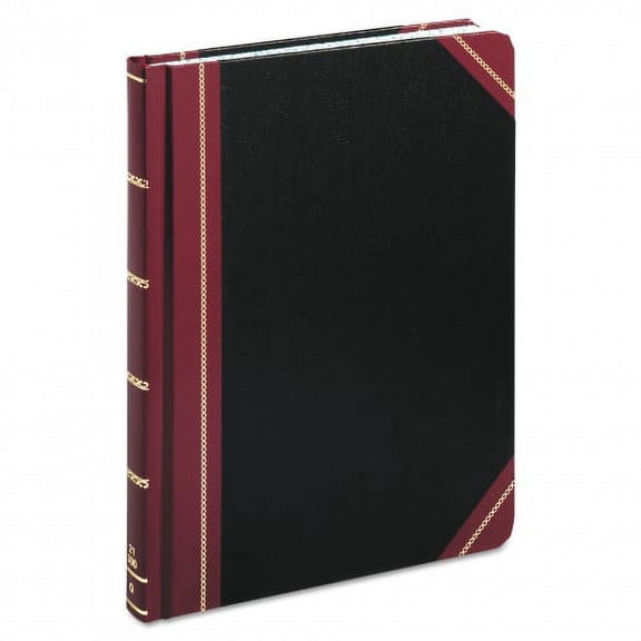 Boorum & Pease Extra-Durable Bound Book, Single-Page Record-Rule Format, Black/Maroon/Gold Cover, 10.13 x 7.78 Sheets, 300 Sheets/Book (21300R)