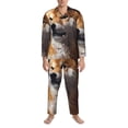 thumbnail image 3 of Fuzoiu Regal Shiba Inu Print Men's Long-Sleeved Pajama,Lounge Button Down Nightwear,Mens Notch Collar Pajama Set -XX-Large, 3 of 7
