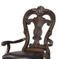 thumbnail image 3 of Leova Armchair Set of 2-Ornate Corbels-Dark Brown Wood-Faux Leather, 3 of 6
