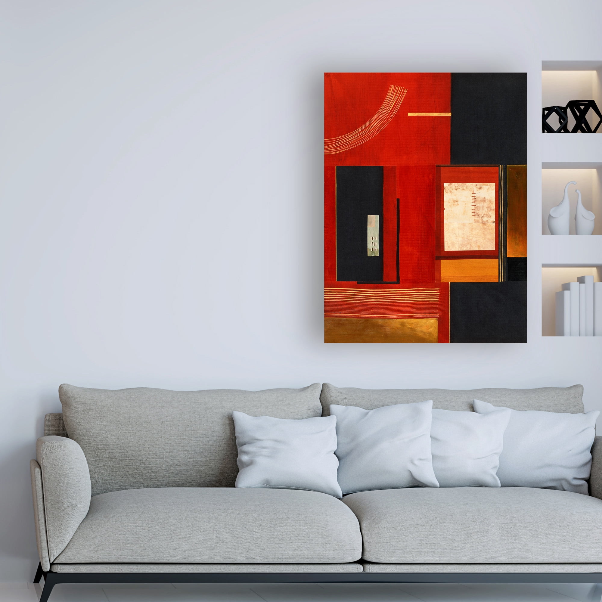 Trademark Fine Art 'Red Squares With Black' Canvas Art by Pablo Esteban
