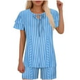 thumbnail image 2 of Ensembles de Pyjama pour Femmes 2 Pcs, Mode Décontractée pour Femmes Manches en Dentelle Imprimée Haut Décontracté Pantalon Ensemble de Pyjama, 2 of 6