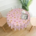 thumbnail image 2 of Pink Christmas Tablecloth Round 60 Inch Cute Gingerbread Cupcake Dessert Washable Wrinkle Stain-Resistant Polyester Table Cloth Rustic Indoor Winter Decorations for Home Kitchen Dinning Party Holiday, 2 of 6